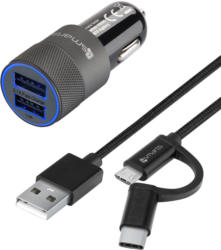 4smarts Kfz-Bundle Hybrid 15,5W mit 2in1 ComboCord-Kabel Schwarz BRANDNEU