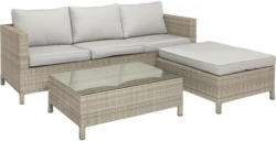 Loungegarnitur Kreta Beige 3-teilig inkl. Kissen Grau, Beige