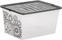 Aufbewahrungsbox Boho Ornaments Grau, Weiß