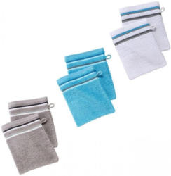 Waschhandschuh mit farbiger Bordüre, ca. 16x21cm, 2er Pack