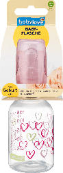 babylove Flasche mit anatomischen Trinksauger M, Größe 1, 0-6 Monate, 125ml, Herzen