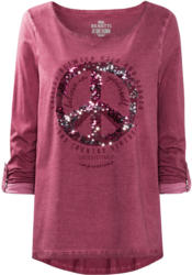 Damen Langarmshirt mit Oil-Washed-Effekt