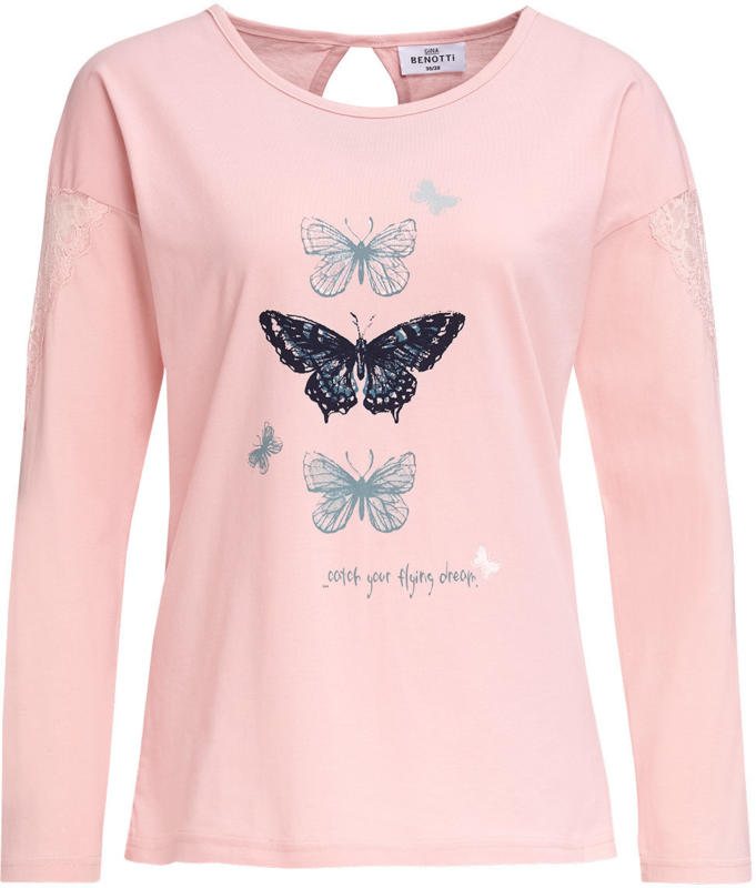 Damen Schlafshirt mit Spitzen-Applikation
