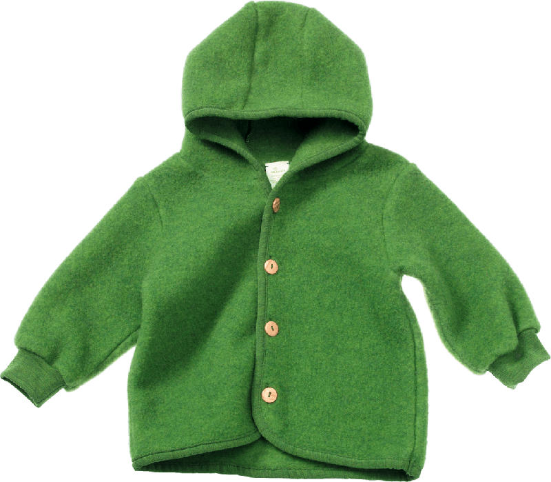 ALANA Baby-Kapuzenjacke, Gr. 80, in Bio-Schurwolle und Bio-Baumwolle, grün, für Mädchen und Jungen