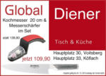 Glaswerkstatt Diener Set: Global Kochmesser 20 cm und Messerschärfer - bis 24.12.2013