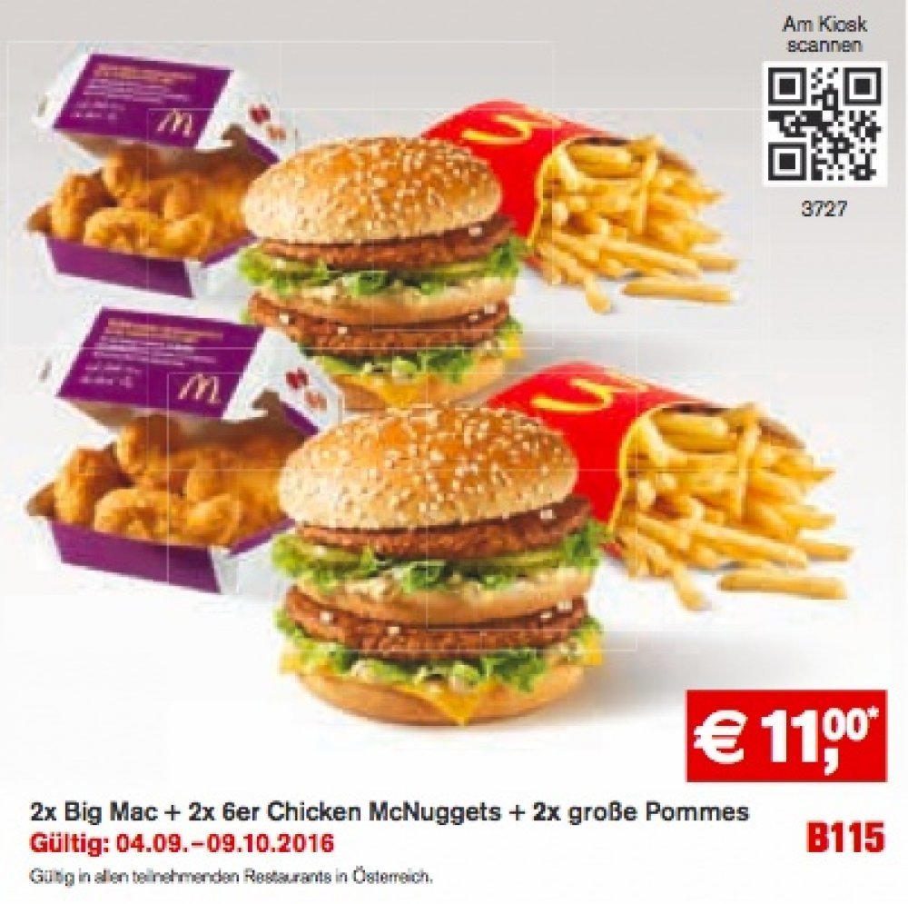 2x Big Mac 2x 6er Chicken Mcnuggets 2x Grosse Pommes Nur 11 00 Mc Donald S Angebot Wogibtswas At