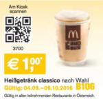 McDonald's Heißgetränk classico nach Wahl - bis 09.10.2016