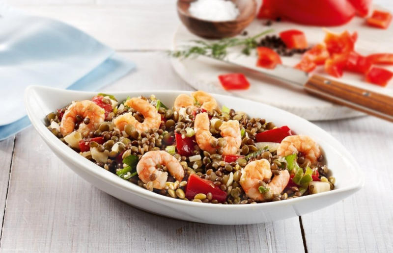 Bio-Garnelen-Linsensalat