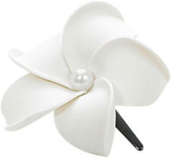 Haarclip Blume Frangipani White XS weiß/perle
