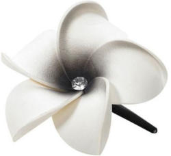 Haarclip Blume Frangipani Diamond XS weiß/schwarz