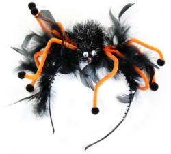 Haarreif Spinne mit Federn schwarz
