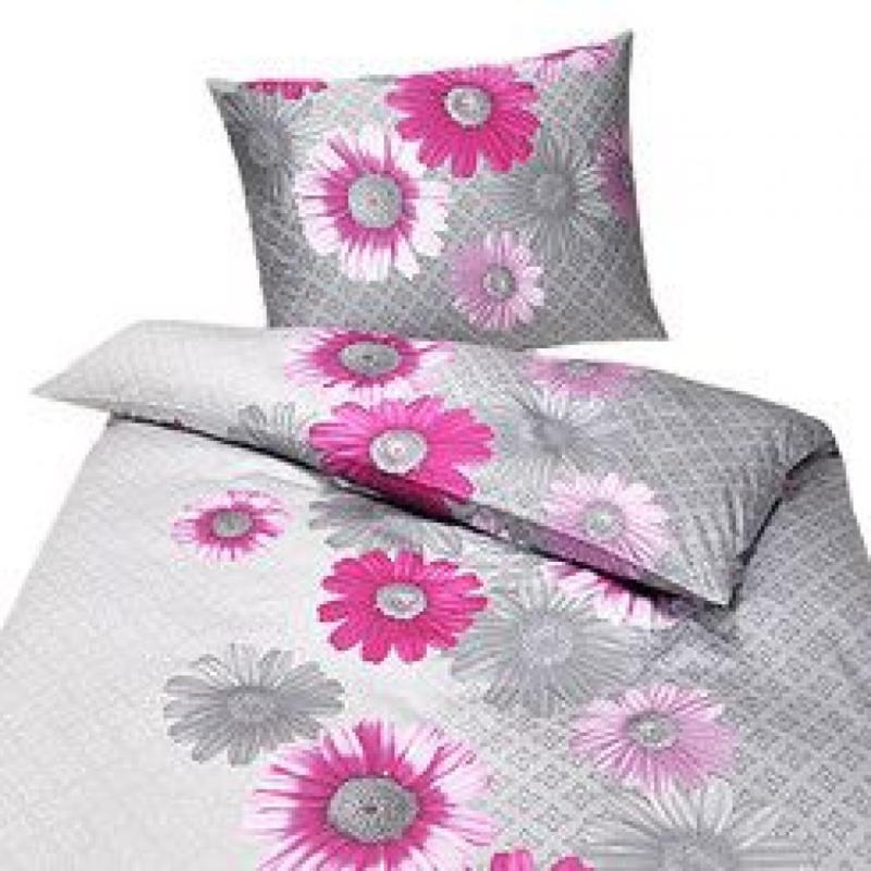 Exclusive Satin-Bettwäsche pinke Blüten