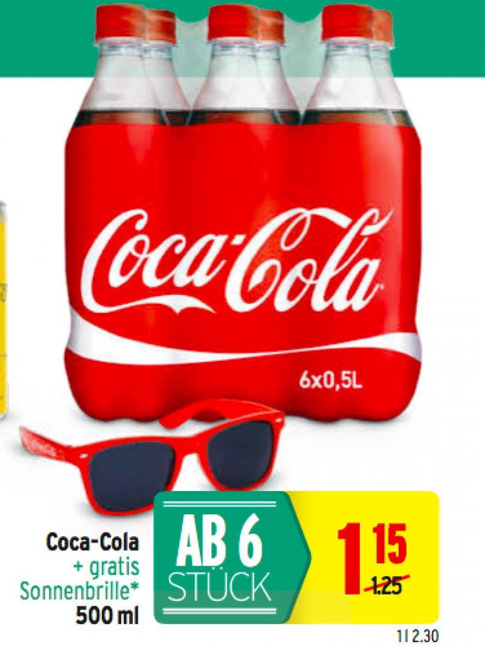 Coca-Cola + gratis Sonnenbrille nur € 1,15 statt € 1,25 ...