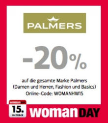 -20% auf die gesamte Marke Palmers (Damen und Herren, Fashion und Basics) Online-Code: WOMANHW15