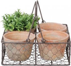 Esschert Design Aged Terracotta 4 Töpfe im Korb
