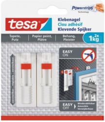 TESA verstellbarer Klebenagel für Tapeten und Putz 2 Stück weiß