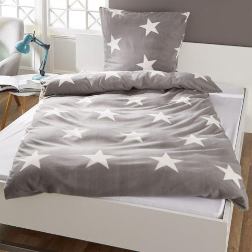 MicrofleeceBettwäsche Stern (140x200, anthrazit) für nur € 8,88 statt