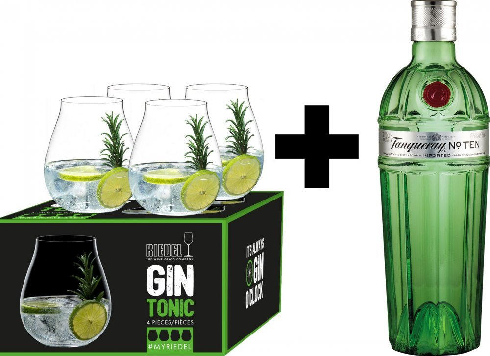 Set 4 RiedelGinGläser + Tanqueray Ten Gin 54 ️ Online von WEIN & CO