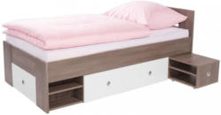 Bett Azurro 90x200cm Dunkelgrau, Weiß