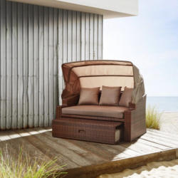 Relaxliege mit Sonnendach Farno Dunkelbraun, Hellbraun