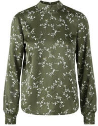 Blumiges Satin-Oberteil mit langen Ärmeln