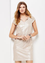 COMMA Extravagantes Abendkleid aus goldglänzendem Velour