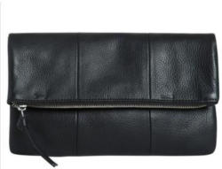Quadratische Umklappleder-Clutch