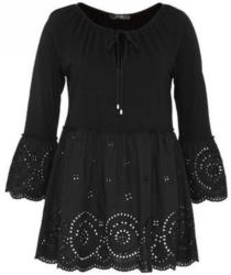 Tunika-Shirt mit Lochmuster-Volant