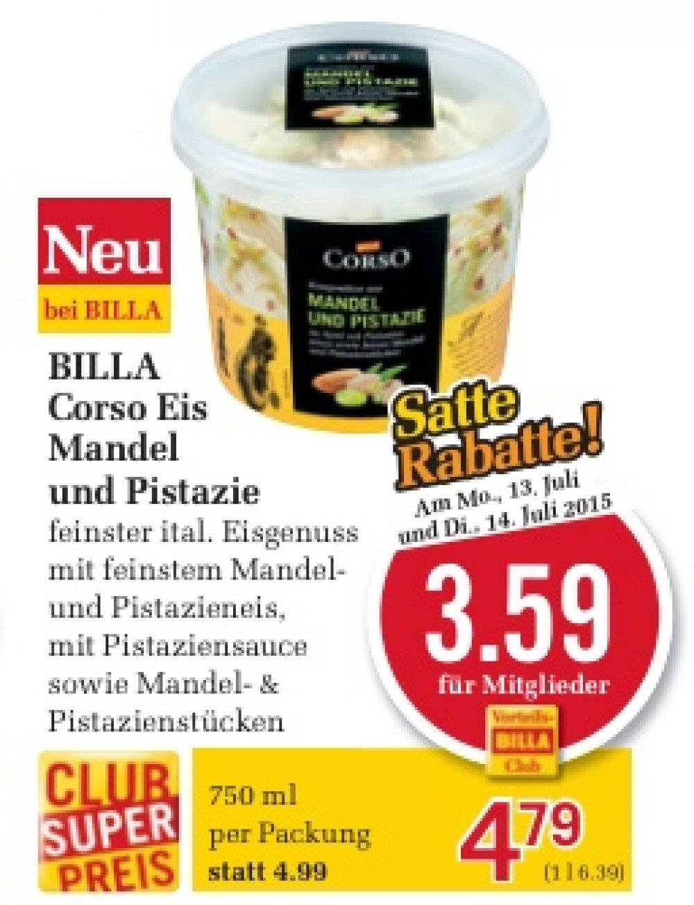 Billa Corso Eis Mandel Und Pistazie Nur 3 59 Statt 4 99 Billa Angebot Wogibtswas At