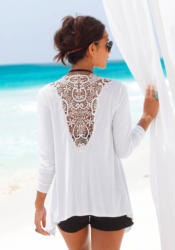 LASCANA Strandjacke mit Häkeleinsatz am Rücken