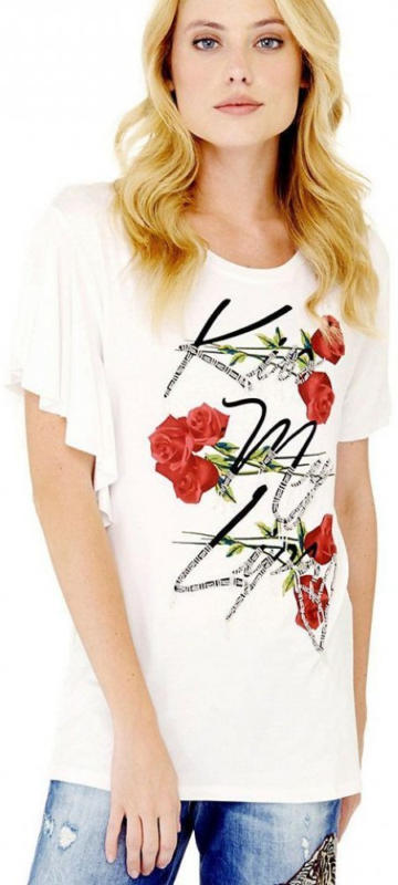 Guess T-SHIRT VOLANTÄRMEL