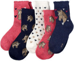 5 Paar Mädchen Socken mit Pferde-Motiven