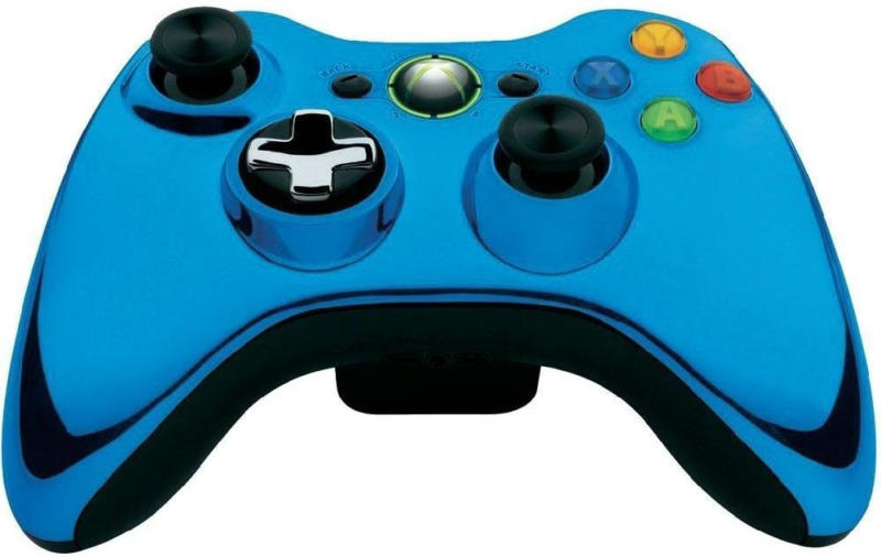 Microsoft Xbox 360 Wireless Controller in chromblau