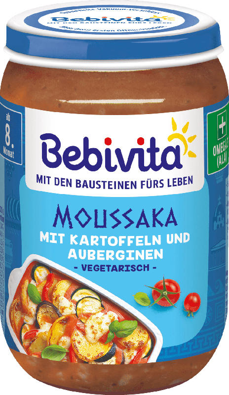 Bebivita Menü Vegetarisches Moussaka mit Kartoffeln und Auberginen ab 8. Monat
