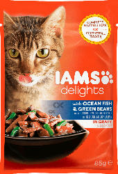 IAMS Nassfutter für Katzen Adult Delights, Seefisch & Grüne Bohnen in Sauce