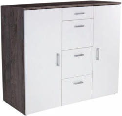 Kommode Paul New Pauk2 B:160cm Ribbeck Eiche Dekor/ Weiß Weiß, Dunkelbraun