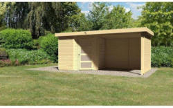 Karibu Gartenhaus Schwandorf 3/5 mit Anbaudach 260 cm und Seiten-/Rückwand