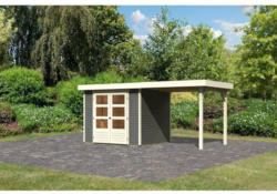 Karibu Gartenhaus-Set Askola 3 mit Anbaudach 2,40 m , terragrau