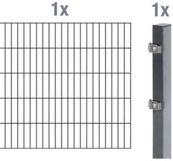 GAH Alberts Anbauset Doppelstabmatte, 2 Meter Gesamtlänge, anthrazit, 6/5/6, je 2000x1200 mm