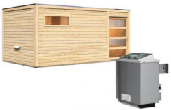Karibu Saunahaus Hygge, 38 mm, 9 kW Ofen integr. Strg., Klarglas-Tür