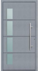 Aluminium Sicherheits-Haustür Prato Superior, 60mm, grau, 110x210 cm, Anschlag rechts, RC2-zertifiziert, inkl. Griffset