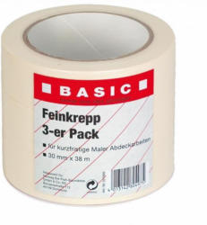 Basic Feinkrepp, 3er Pack, 38m x 30mm