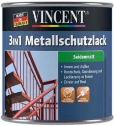 Vincent 3in1 Metallschutzlack hellgrau, seidenmatt, 250 ml
