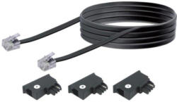 Schwaiger Telefon-Anschluss-Set, 10 m, schwarz, mit 3 Adaptern