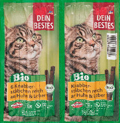Dein Bestes Snack für Katzen, Bio Knabberstäbchen reich an Huhn und Leber