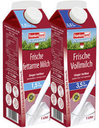 Frankenland Frische fettarme-Milch oder Vollmilch 1,5/3,5 % Fett, jede 1-Liter-Packung