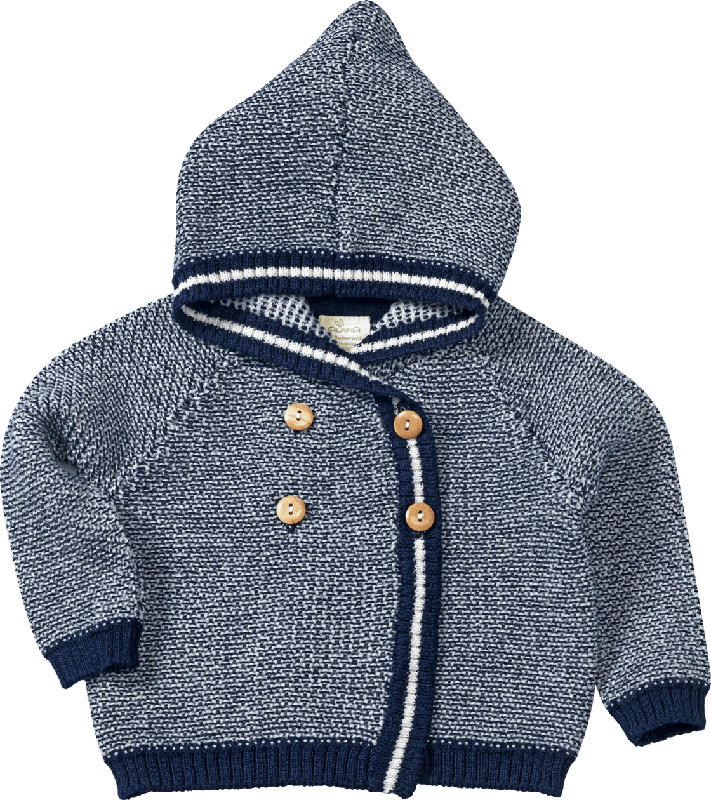 ALANA Baby-Jacke, Gr. 80, in Bio-Schurwolle, blau, weiß, für Mädchen und Jungen