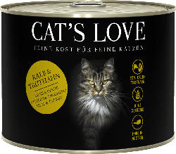 CAT'S LOVE Nassfutter für Katzen, Adult, Kalb & Truthahn mit Katzenminze & Leinöl