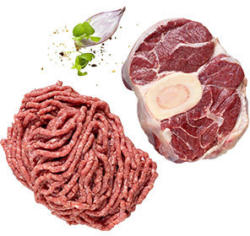 Rinderhackfleisch oder Rinderbeinscheibe je 100 g