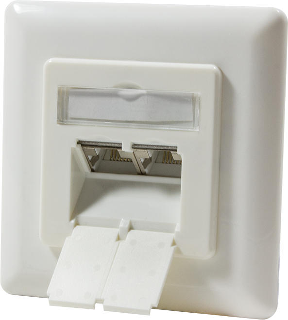 LogiLink Dose Kat.6A Anschlussdose UP 2xRJ45 STP, waagerecht, Reinweiß